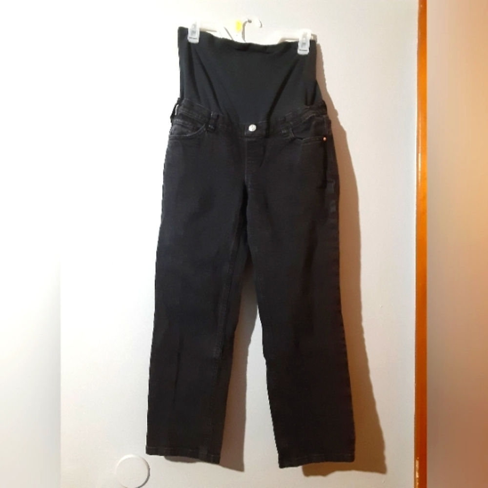 MNG Classic Black Maternity Denim Jeans Black Women's Size 4 Straight Leg